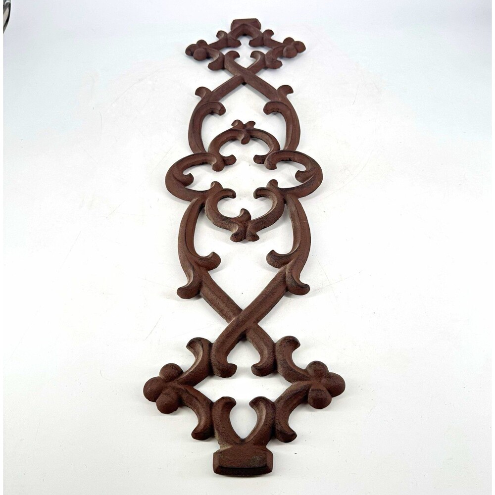 Large Cast Iron Wall Cross 24.75" Ornate Scrollwork Rustic Brown Decor